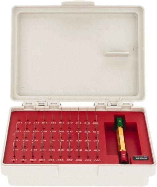 SPI - 50 Piece, 0.011-0.06 Inch Diameter Plug and Pin Gage Set - Minus 0.0002 Inch Tolerance, Class ZZ - Industrial Tool & Supply
