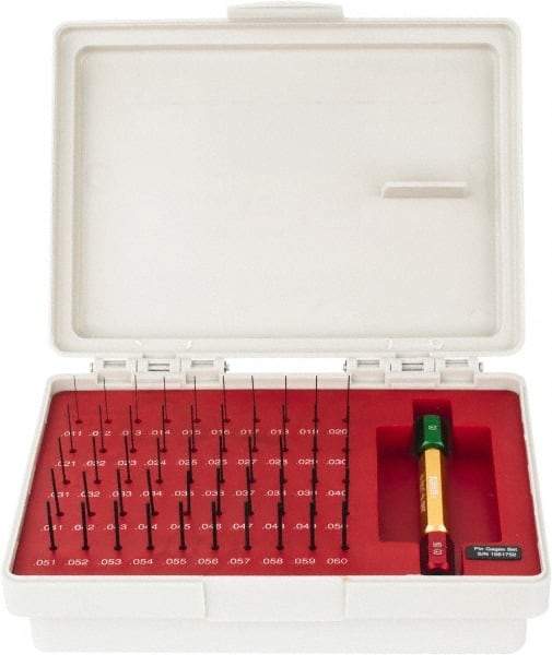 SPI - 50 Piece, 0.011-0.06 Inch Diameter Plug and Pin Gage Set - Minus 0.0002 Inch Tolerance, Class ZZ - Industrial Tool & Supply