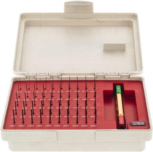 SPI - 50 Piece, 0.011-0.06 Inch Diameter Plug and Pin Gage Set - Plus 0.0002 Inch Tolerance, Class ZZ - Industrial Tool & Supply
