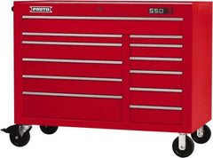 Proto - 23,419 Lb Capacity, 12 Drawer Mobile Workstation - 50" Wide x 25-1/4" Deep x 41" High, Steel, Red - Industrial Tool & Supply