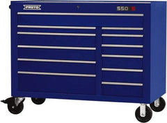 Proto - 23,419 Lb Capacity, 12 Drawer Mobile Workstation - 50" Wide x 25-1/4" Deep x 41" High, Steel, Blue - Industrial Tool & Supply