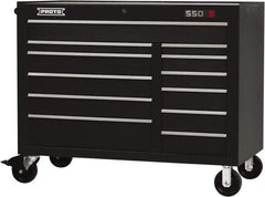 Proto - 23,419 Lb Capacity, 12 Drawer Mobile Workstation - 50" Wide x 25-1/4" Deep x 41" High, Steel, Black - Industrial Tool & Supply