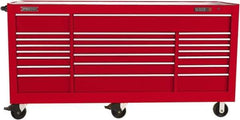 Proto - 48,115 Lb Capacity, 22 Drawer Mobile Power Workstation - 88-1/4" Wide x 27" Deep x 46-3/8" High, Steel, Red - Industrial Tool & Supply