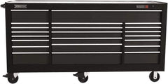 Proto - 48,115 Lb Capacity, 22 Drawer Mobile Power Workstation - 88-1/4" Wide x 27" Deep x 46-3/8" High, Steel, Dual Black - Industrial Tool & Supply