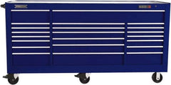 Proto - 48,115 Lb Capacity, 22 Drawer Mobile Workstation - 88-1/4" Wide x 27" Deep x 46-3/8" High, Steel, Blue - Industrial Tool & Supply