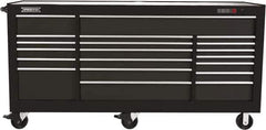 Proto - 48,654 Lb Capacity, 18 Drawer Mobile Workstation - 88-1/4" Wide x 27" Deep x 46-3/8" High, Steel, Dual Black - Industrial Tool & Supply