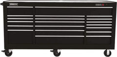 Proto - 48,654 Lb Capacity, 18 Drawer Mobile Workstation - 88-1/4" Wide x 27" Deep x 46-3/8" High, Steel, Black - Industrial Tool & Supply