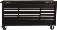 Proto - 39,577 Lb Capacity, 20 Drawer Mobile Workstation - 78-7/8" Wide x 25-1/4" Deep x 43-1/4" High, Steel, Black - Industrial Tool & Supply