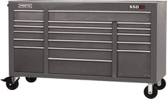 Proto - 30,144 Lb Capacity, 18 Drawer Mobile Power Workstation - 67" Wide x 25-1/4" Deep x 41" High, Steel, Dual Black - Industrial Tool & Supply
