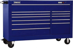 Proto - 36,455 Lb Capacity, 12 Drawer Mobile Workstation - 66" Wide x 27" Deep x 46" High, Steel, Blue - Industrial Tool & Supply