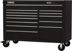Proto - 28,291 Lb Capacity, 13 Drawer Mobile Workstation - 57" Wide x 25-1/4" Deep x 43" High, Steel, Black - Industrial Tool & Supply