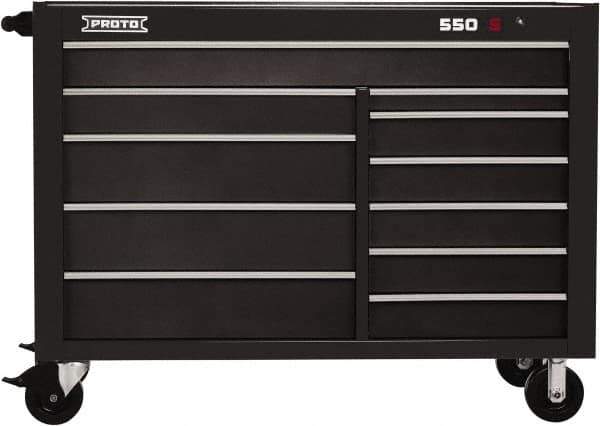 Proto - 26,541 Lb Capacity, 11 Drawer Mobile Workstation - 57" Wide x 25-1/4" Deep x 43" High, Steel, Dual Black - Industrial Tool & Supply