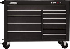 Proto - 26,541 Lb Capacity, 11 Drawer Mobile Workstation - 57" Wide x 25-1/4" Deep x 43" High, Steel, Dual Black - Industrial Tool & Supply