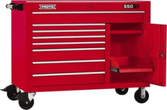 Proto - 18,920 Lb Capacity, 8 Drawer Mobile Workstation - 50" Wide x 25-1/4" Deep x 41" High, Steel, Red - Industrial Tool & Supply