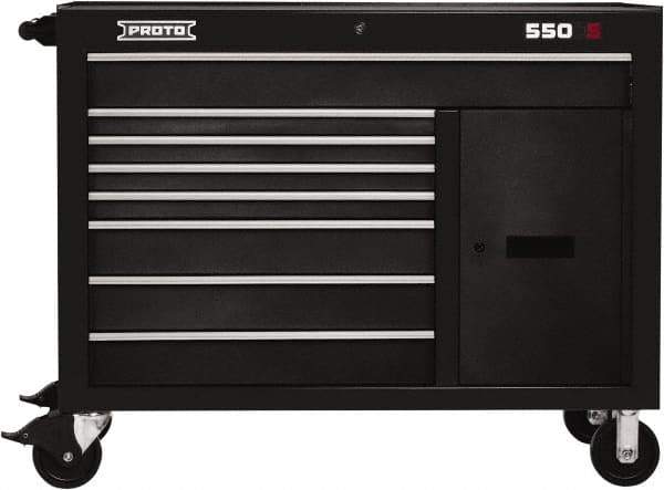 Proto - 18,920 Lb Capacity, 8 Drawer Mobile Workstation - 50" Wide x 25-1/4" Deep x 41" High, Steel, Dual Black - Industrial Tool & Supply