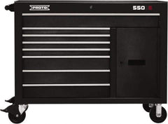Proto - 18,920 Lb Capacity, 8 Drawer Mobile Workstation - 50" Wide x 25-1/4" Deep x 41" High, Steel, Dual Black - Industrial Tool & Supply