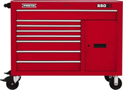 Proto - 18,920 Lb Capacity, 8 Drawer Mobile Workstation - 50" Wide x 25-1/4" Deep x 41" High, Steel, Red - Industrial Tool & Supply
