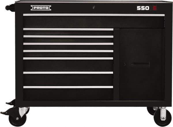 Proto - 20,092 Lb Capacity, 8 Drawer Mobile Workstation - 50" Wide x 25-1/4" Deep x 41" High, Steel, Black - Industrial Tool & Supply