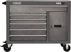 Proto - 18,109 Lb Capacity, 7 Drawer Mobile Workstation - 50" Wide x 25-1/4" Deep x 41" High, Steel, Dual Gray - Industrial Tool & Supply