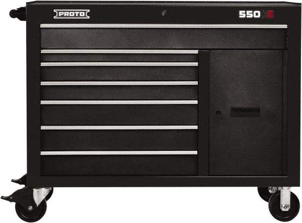 Proto - 18,109 Lb Capacity, 7 Drawer Mobile Workstation - 50" Wide x 25-1/4" Deep x 41" High, Steel, Dual Black - Industrial Tool & Supply