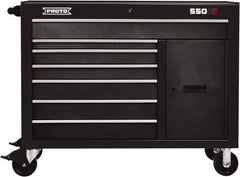 Proto - 18,109 Lb Capacity, 7 Drawer Mobile Workstation - 50" Wide x 25-1/4" Deep x 41" High, Steel, Dual Black - Industrial Tool & Supply