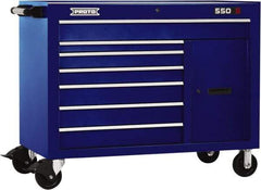 Proto - 18,109 Lb Capacity, 7 Drawer Mobile Workstation - 50" Wide x 25-1/4" Deep x 41" High, Steel, Blue - Industrial Tool & Supply