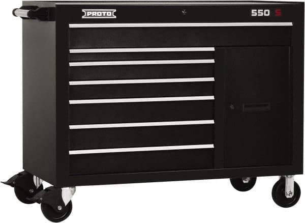 Proto - 18,109 Lb Capacity, 7 Drawer Mobile Workstation - 50" Wide x 25-1/4" Deep x 41" High, Steel, Black - Industrial Tool & Supply