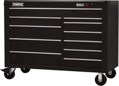 Proto - 26,541 Lb Capacity, 11 Drawer Mobile Workstation - 57" Wide x 25-1/4" Deep x 43" High, Steel, Black - Industrial Tool & Supply