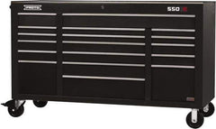 Proto - 30,144 Lb Capacity, 18 Drawer Mobile Power Workstation - 67" Wide x 25-1/4" Deep x 41" High, Steel, Black - Industrial Tool & Supply
