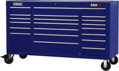 Proto - 30,519 Lb Capacity, 20 Drawer Mobile Workstation - 67" Wide x 25-1/4" Deep x 41" High, Steel, Blue - Industrial Tool & Supply