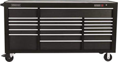 Proto - 39,577 Lb Capacity, 20 Drawer Mobile Workstation - 78-7/8" Wide x 25-1/4" Deep x 43-1/4" High, Steel, Dual Black - Industrial Tool & Supply