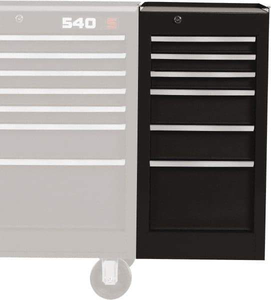 Proto - 6 Drawer Black Side Cabinet - 15" Wide x 29" High x 18" Deep, Use with Vinyl Top, Drawer Liners - Industrial Tool & Supply