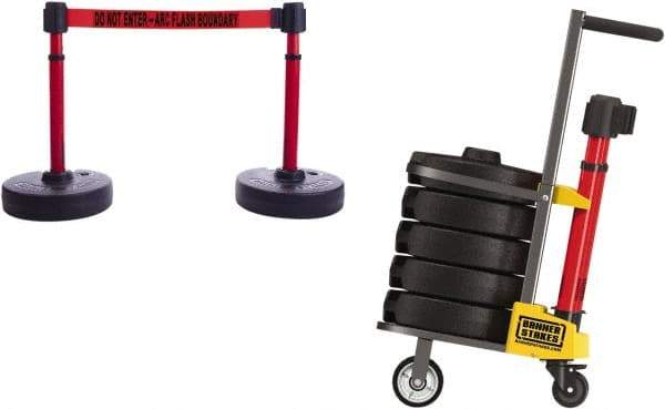 Banner Stakes - 42-5/16" High Plastic Pedestrian Barrier - 15' Long Rope - Industrial Tool & Supply