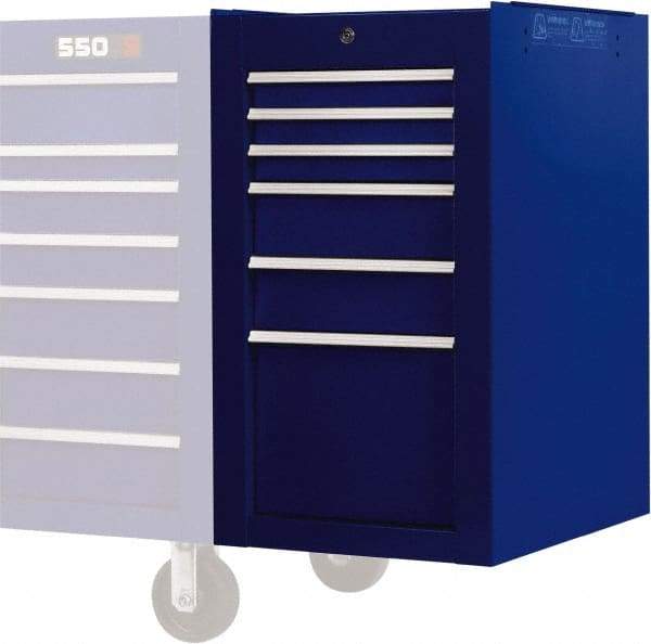Proto - 6 Drawer Blue Side Cabinet - 19" Wide x 34" High x 25" Deep, Use with Proto Roller Cabinet - Industrial Tool & Supply