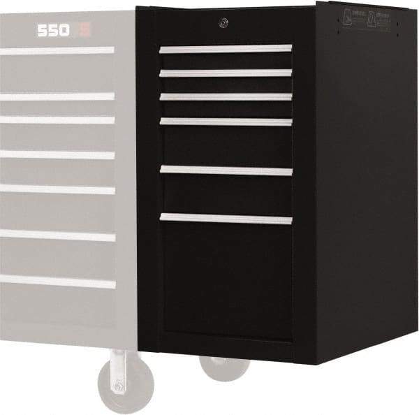 Proto - 6 Drawer Black Side Cabinet - 19" Wide x 34" High x 25" Deep, Use with Proto Roller Cabinet - Industrial Tool & Supply