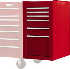 Proto - 6 Drawer Red Side Cabinet - 19" Wide x 34" High x 25" Deep, Use with Proto Roller Cabinet - Industrial Tool & Supply