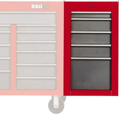 Proto - 5 Drawer Red/Gray Side Cabinet - 19" Wide x 34" High x 25" Deep, Use with Proto Roller Cabinet - Industrial Tool & Supply