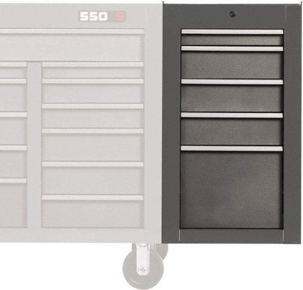 Proto - 5 Drawer Gray Side Cabinet - 19" Wide x 34" High x 25" Deep, Use with Proto Roller Cabinet - Industrial Tool & Supply
