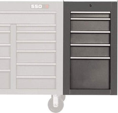 Proto - 5 Drawer Gray Side Cabinet - 19" Wide x 34" High x 25" Deep, Use with Proto Roller Cabinet - Industrial Tool & Supply