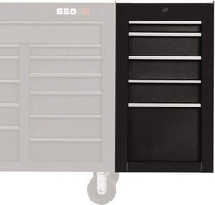 Proto - 5 Drawer Black Side Cabinet - 19" Wide x 34" High x 25" Deep, Use with Proto Roller Cabinet - Industrial Tool & Supply