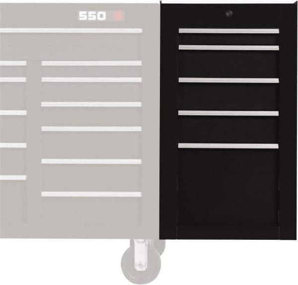Proto - 5 Drawer Black Side Cabinet - 19" Wide x 34" High x 25" Deep, Use with Proto Roller Cabinet - Industrial Tool & Supply