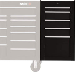 Proto - 5 Drawer Black Side Cabinet - 19" Wide x 34" High x 25" Deep, Use with Proto Roller Cabinet - Industrial Tool & Supply