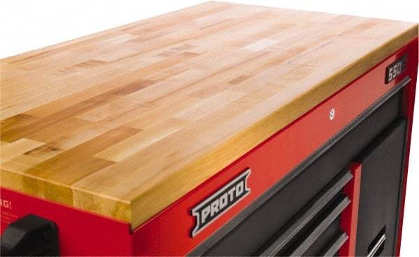 Proto - Tool Box Solid Maple with Laminated Edge Hardwood Worktop - 26-21/32" Wide x 18" Deep x 1-1/2" High, Brown, For Proto Workstations - Industrial Tool & Supply