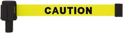 Banner Stakes - 6.61" High x 15' Long x 2-1/2" Wide Retractable Barrier Belt - Matte Finish, Yellow, Use with Banner Stakes Plus Stanchion, Banner Stakes Plus Base - Industrial Tool & Supply