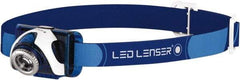 LED LENSER - LED Bulb, 220 Lumens, Hands-free Flashlight - Blue Aluminum Body, 1 Integrated Battery Included - Industrial Tool & Supply