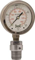 Winters - 2-1/2" Dial, 1/4 Thread, 0-1,000 Scale Range, Pressure Gauge - Bottom Connection Mount, Accurate to 1.5% of Scale - Industrial Tool & Supply