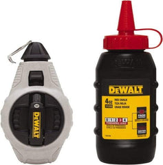 DeWALT - 100' Long Reel & Chalk Set - Silver & Black, Includes 4 oz Red Chalk - Industrial Tool & Supply