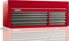 Proto - 10 Drawer Top Tool Chest - 66" Wide x 27" Deep x 27" High, Steel, Safety Red/Gray - Industrial Tool & Supply