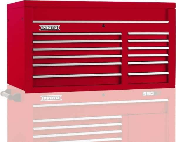 Proto - 12 Drawer Top Tool Chest - 50" Wide x 25-1/4" Deep x 27" High, Steel, Red - Industrial Tool & Supply