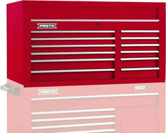 Proto - 12 Drawer Top Tool Chest - 50" Wide x 25-1/4" Deep x 27" High, Steel, Red - Industrial Tool & Supply
